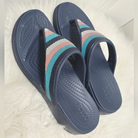 Crocs Monterey Beaded Women's Wedge Flip Flops Sandals Size 8✌️ - Picture 3 of 9